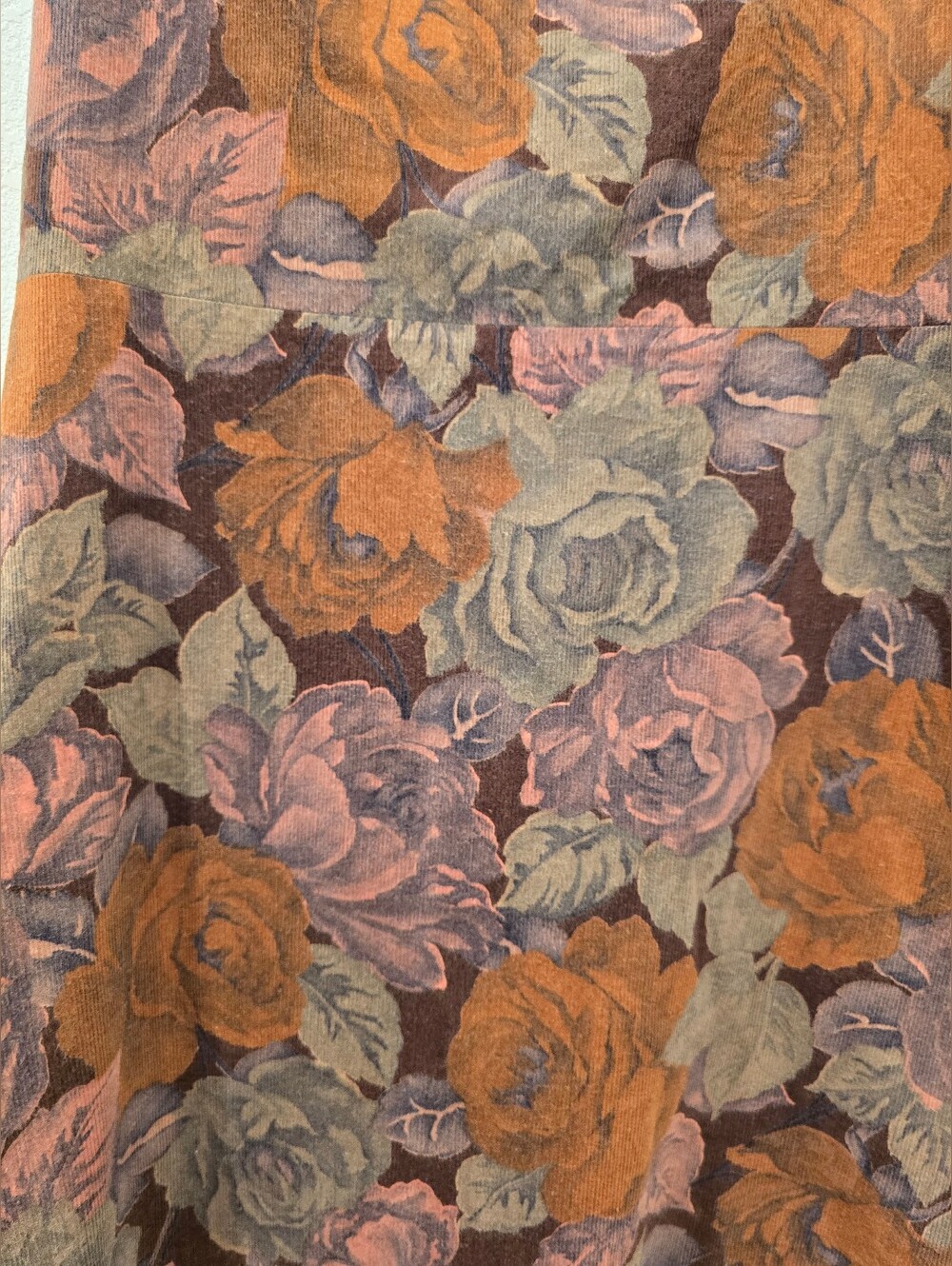 NITSA Vintage corduroy Floral Dress 100% Cotton Brown 40 - Picture 4 of 7